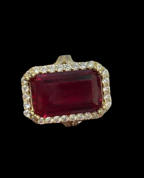 Anillo de piedra roja 14k